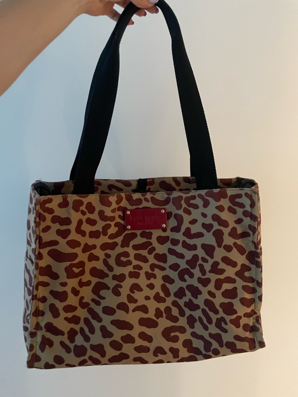 kate spade Leopard Print Nylon Tote Bag in Brown & Burgundy